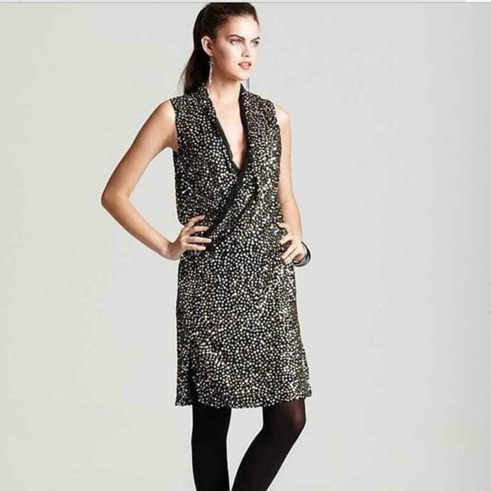 Diane Von Furstenberg black gold sequin dress